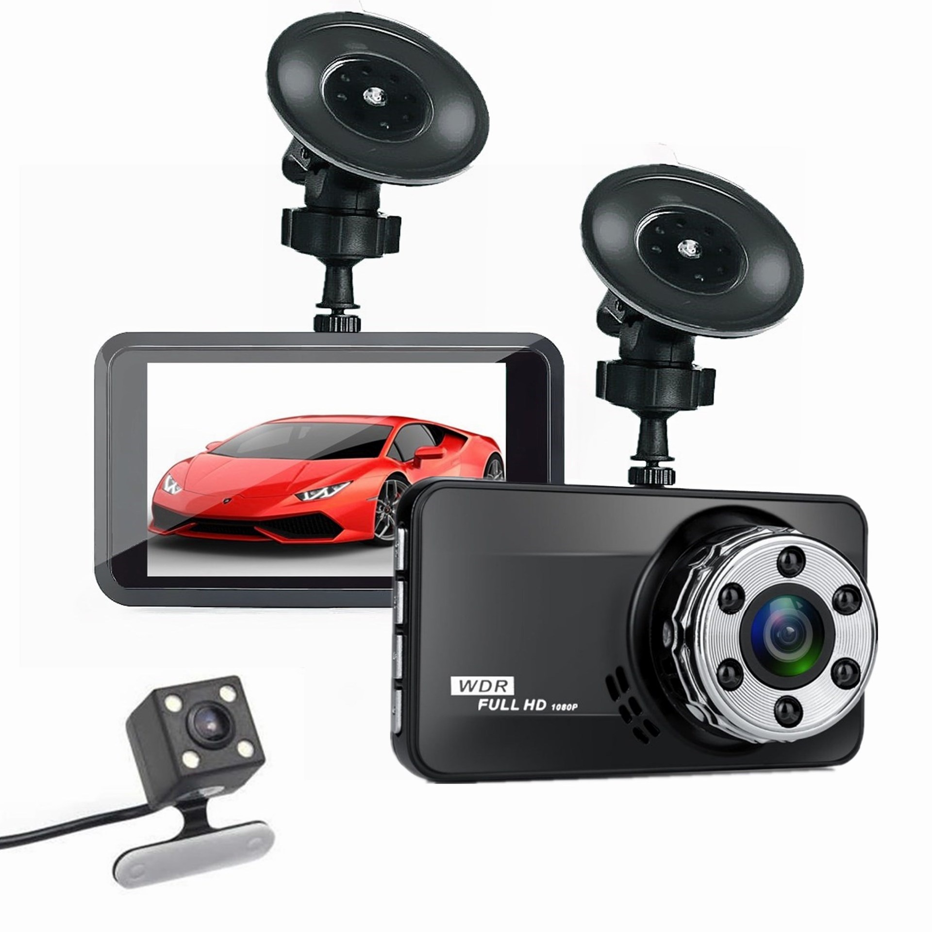 New Dual-Lens Dash Cam DVR Car USB Surveillance HD Reverse Hidden Dual Camera_voghion.com