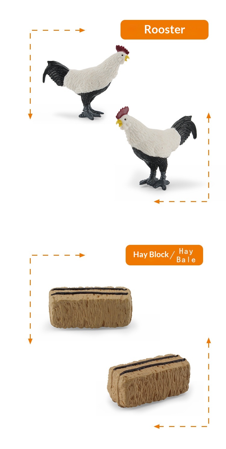 Simulazione transfrontaliera Mini fattoria con pollame, galline, anatre, oche, mucche, piccoli animali, modelli in miniatura, sandbox_voghion.com