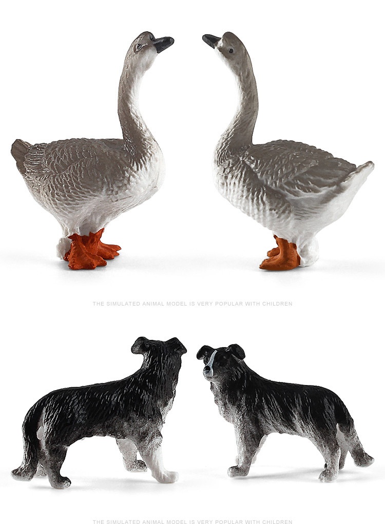 Simulazione transfrontaliera Mini fattoria con pollame, galline, anatre, oche, mucche, piccoli animali, modelli in miniatura, sandbox_voghion.com