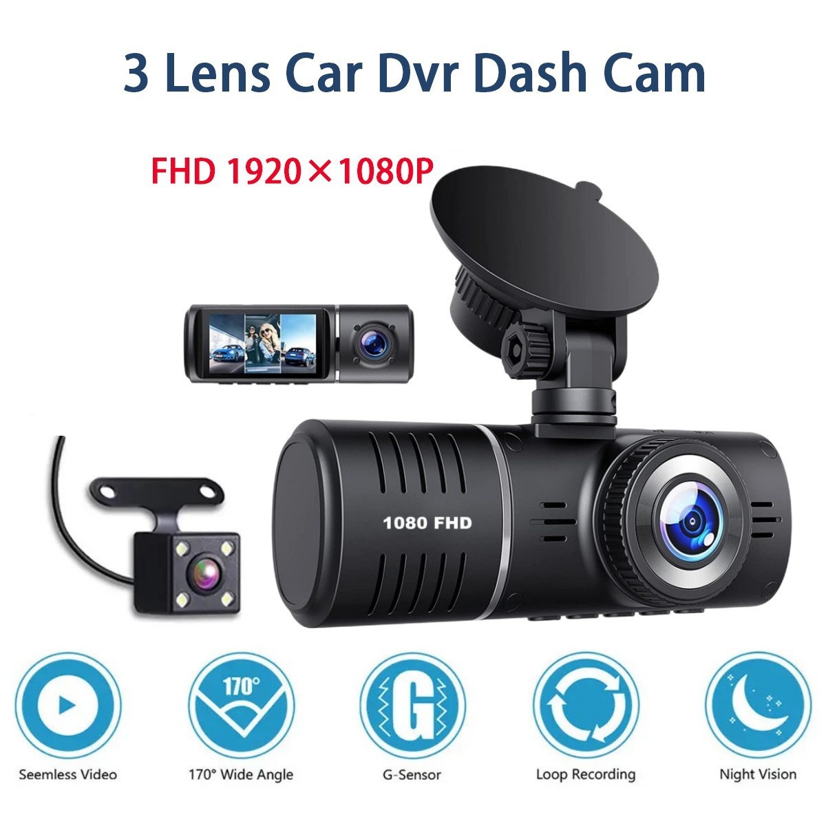 Cross-border High-definition Dashcam 1080P In-car Camera Dual Recording Infrared Night Vision Ultra-wide-angle Parking_voghion.com