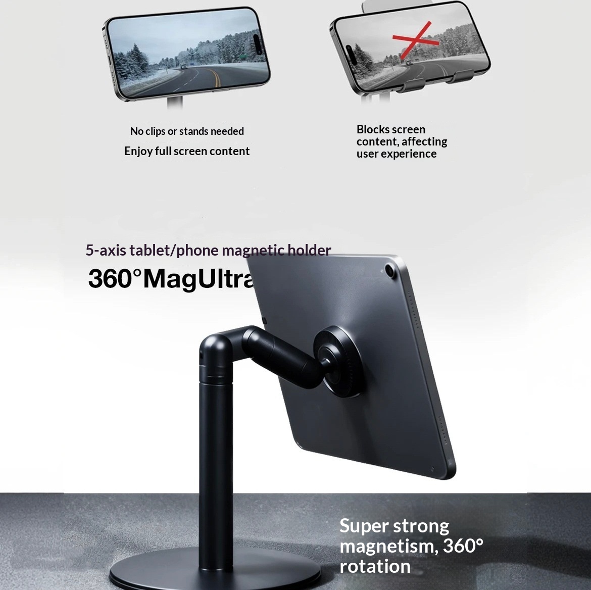 Cross-Border Foreign Trade Hot Sale Rotating Lifting Telescopic Phone Tablet Shooting Overhead Video Stand_voghion.com