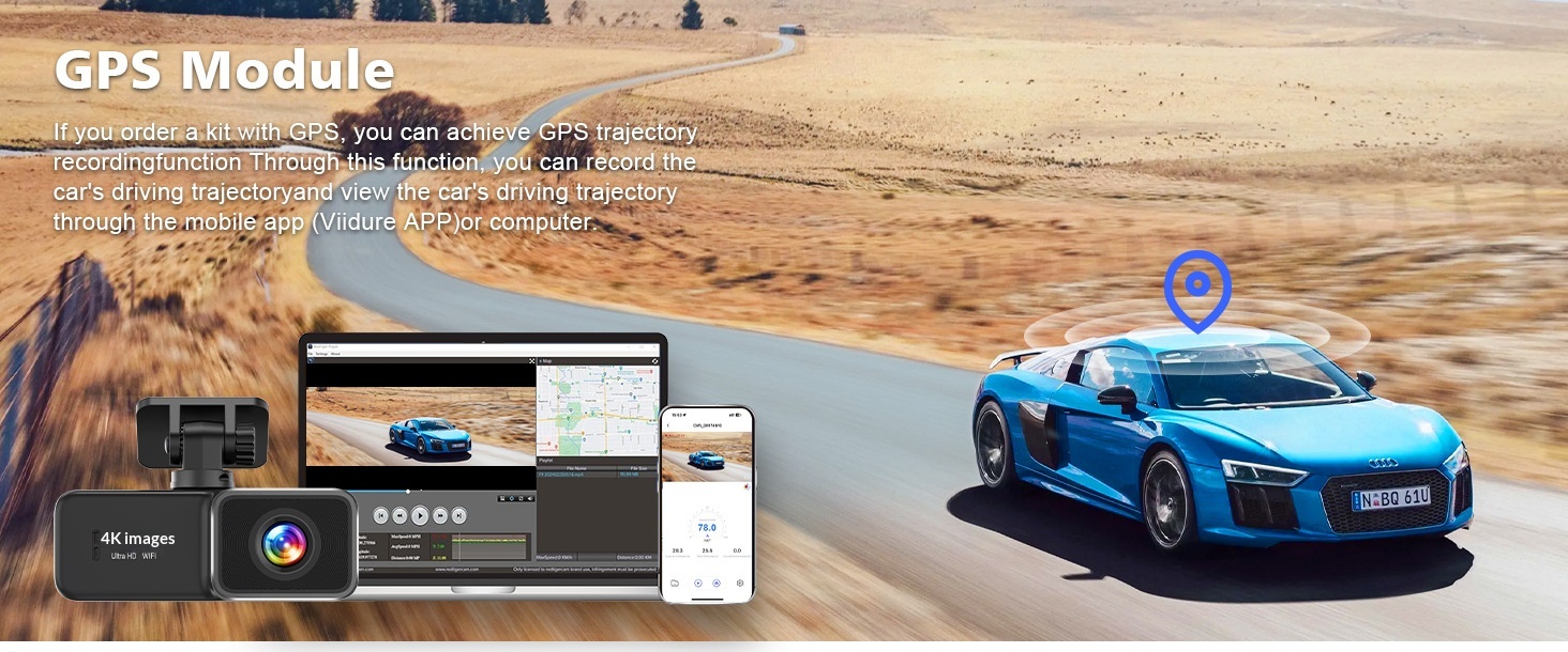 Dash cam 4k dual con gps vision nocturna gran angular y wifi_voghion.com