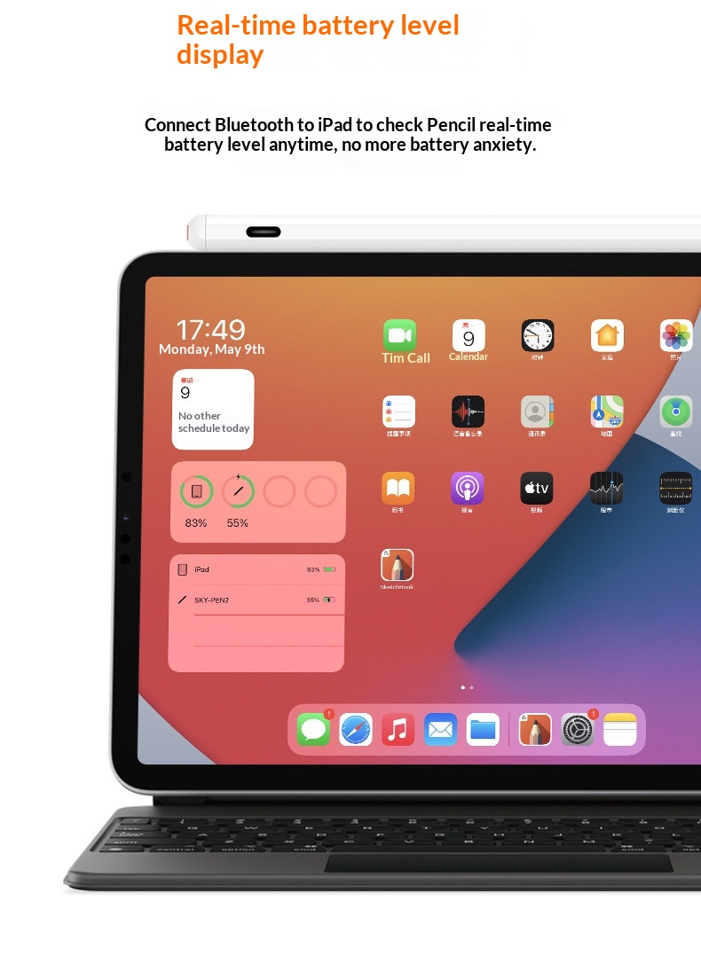 Stylet universel à écran tactile compatible avec iPad, téléphones et tablettes Android capacitifs, rechargeable et magnétique_voghion.com