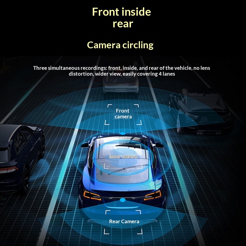 2025 New Model Dash Cam With Triple Cameras And 360 View°Panoramic Video Recording 4K Ultra HD Infrared Night Vision_voghion.com