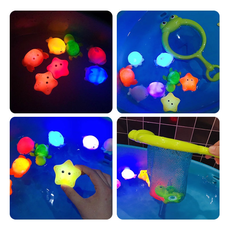 Cross-Border Induction Luminous Animal Floating Light Net Fishing Water Play For Children Baby Bathing Vinyl Toy_voghion.com