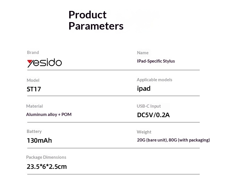 Stilo magnetico Yesido compatibile con iPad e tablet, per disegno e scrittura a mano, ideale per il commercio internazionale._voghion.com