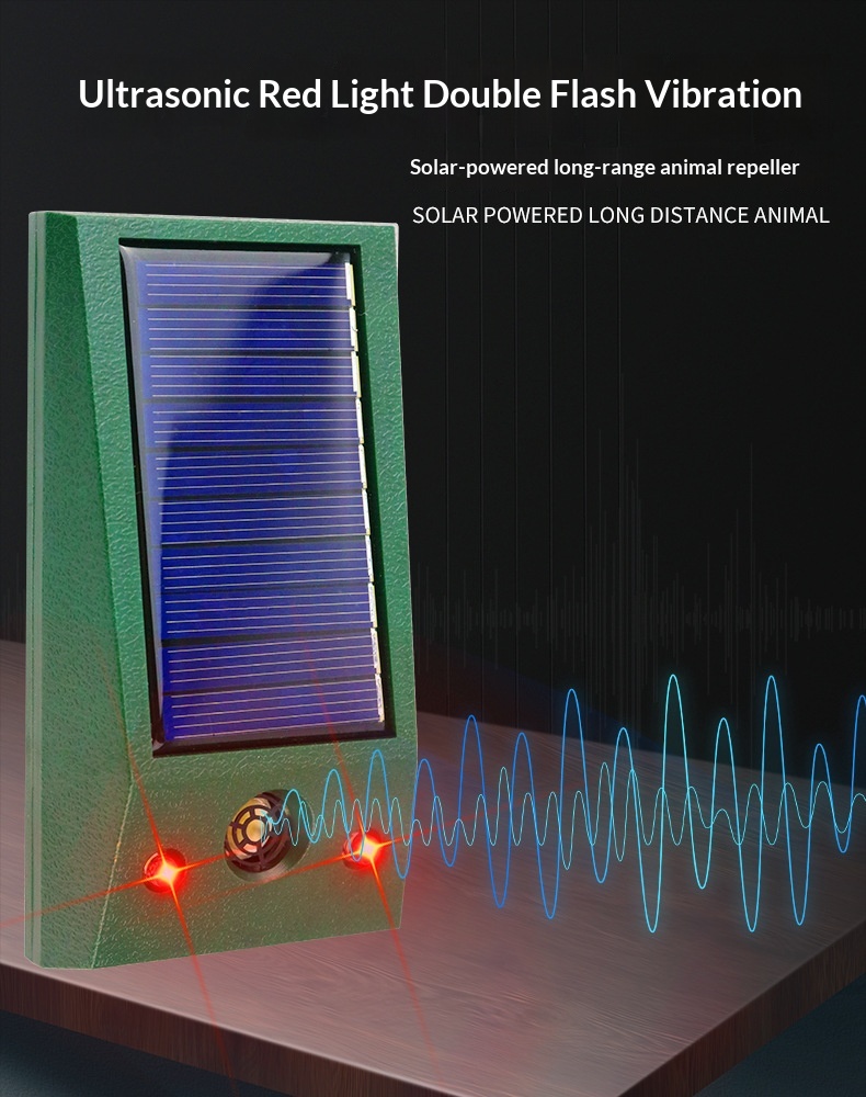 Rechargeable Solar Ultrasonic Wolf Repeller Waterproof Led Light_voghion.com