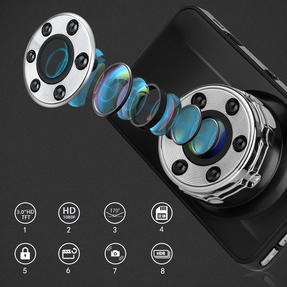 New Dual-Lens Dash Cam DVR Car USB Surveillance HD Reverse Hidden Dual Camera_voghion.com