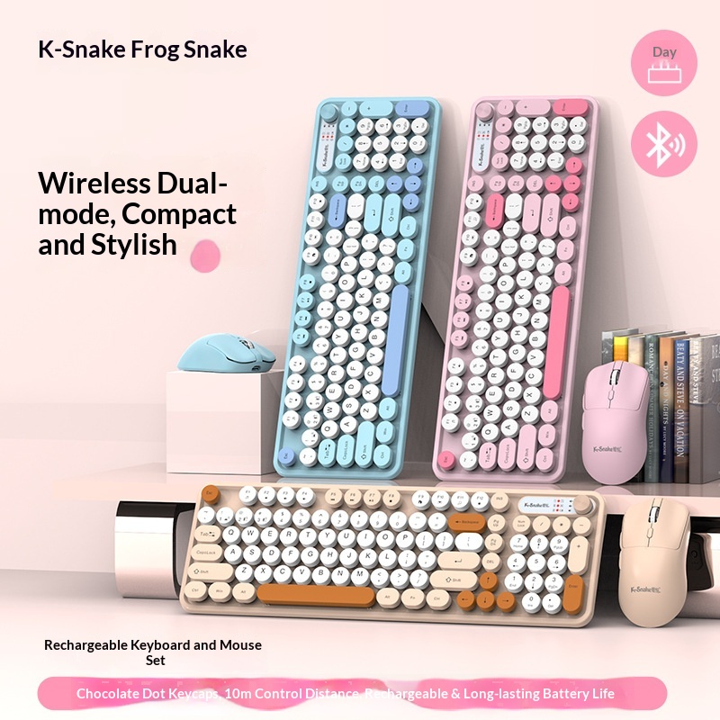 Viper WK300 Wiederaufladbares kabelloses Maus-Set mit Bluetooth-Dualmodus und farblich passender Laptop-Tastatur für Mädchen_voghion.com
