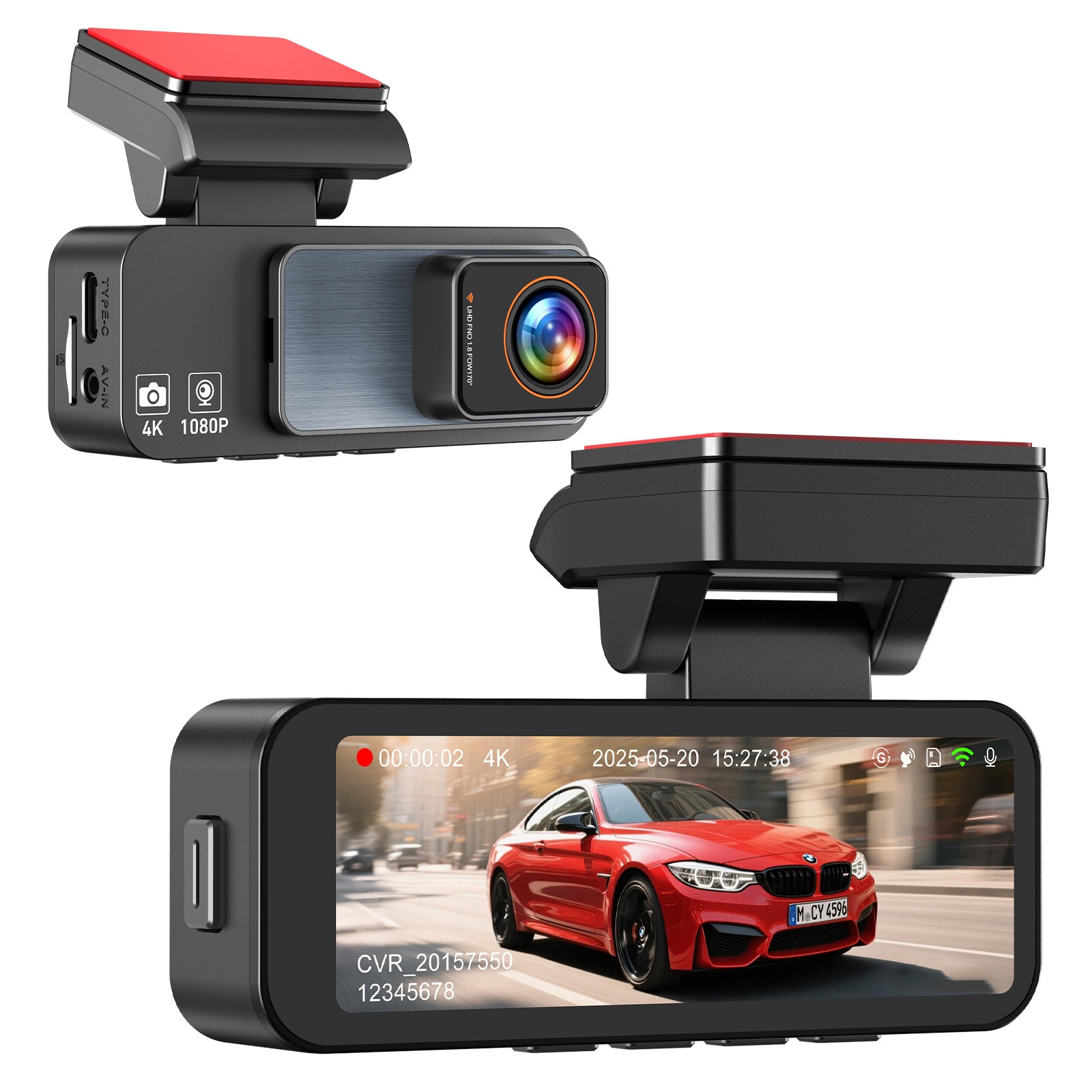 Telecamera HD per il commercio estero, registrazione doppia anteriore e posteriore, supporto WiFi multilingue, visione notturna, registratore per auto da cruscotto_voghion.com