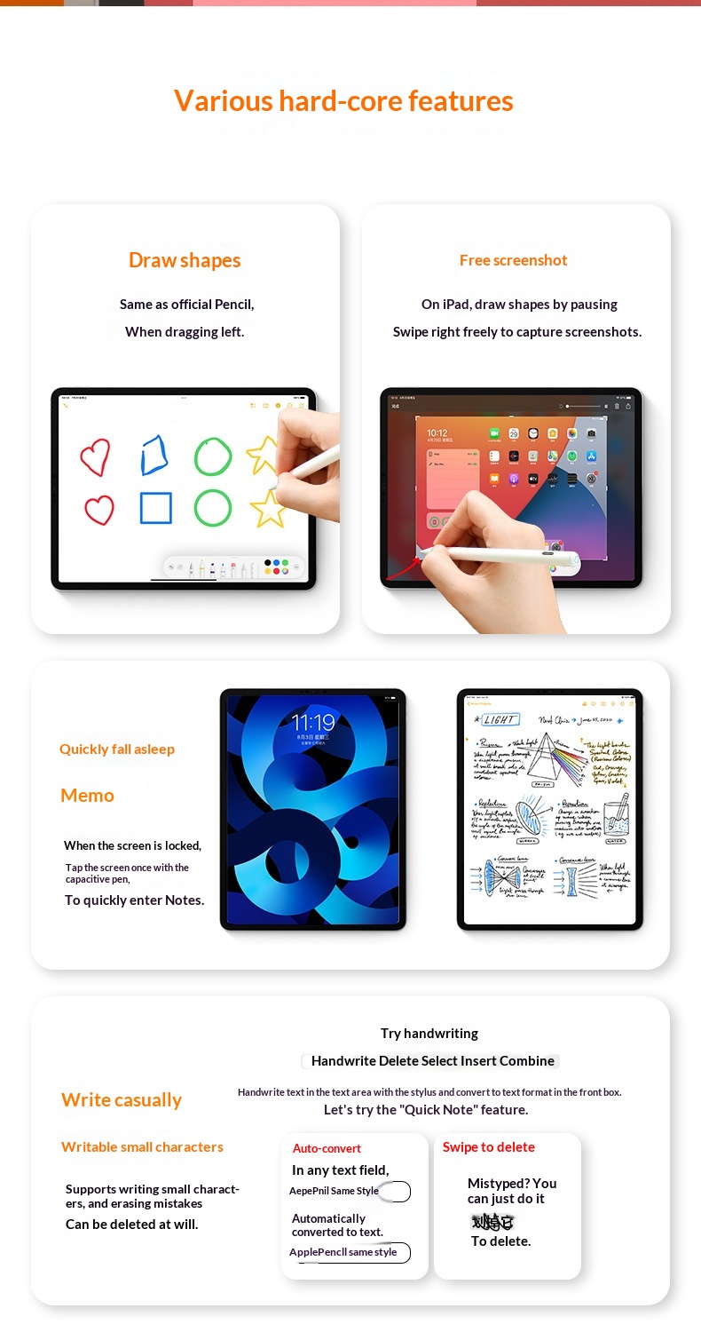 Stylet universel à écran tactile compatible avec iPad, téléphones et tablettes Android capacitifs, rechargeable et magnétique_voghion.com