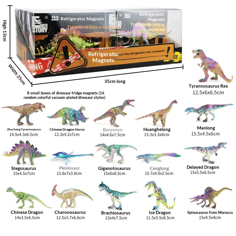 Cross-Border Creative Fridge Magnets Colorful Solid Simulation Dinosaur Model Children's Toy Set Decoration_voghion.com