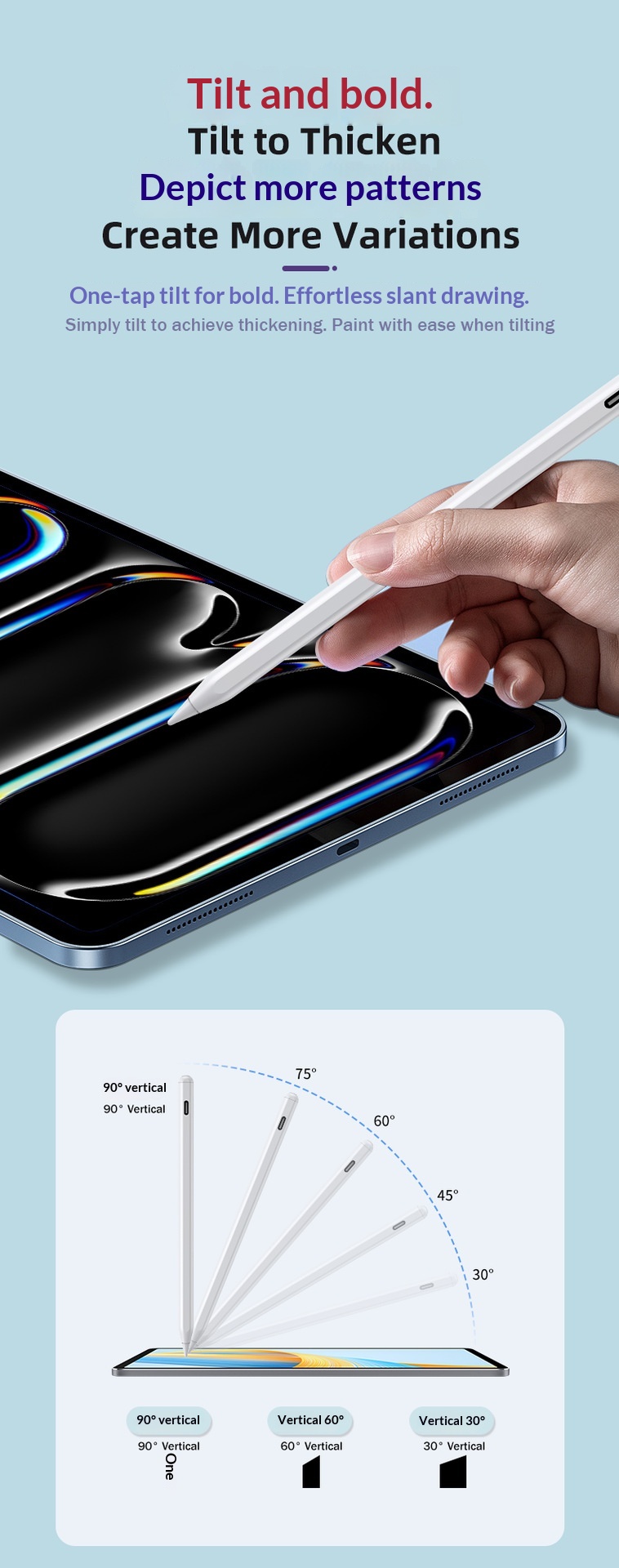 Compatible avec l'Apple Pencil capacitif de deuxième génération, stylet magnétique à chargement par ordinateur et écran tactile._voghion.com