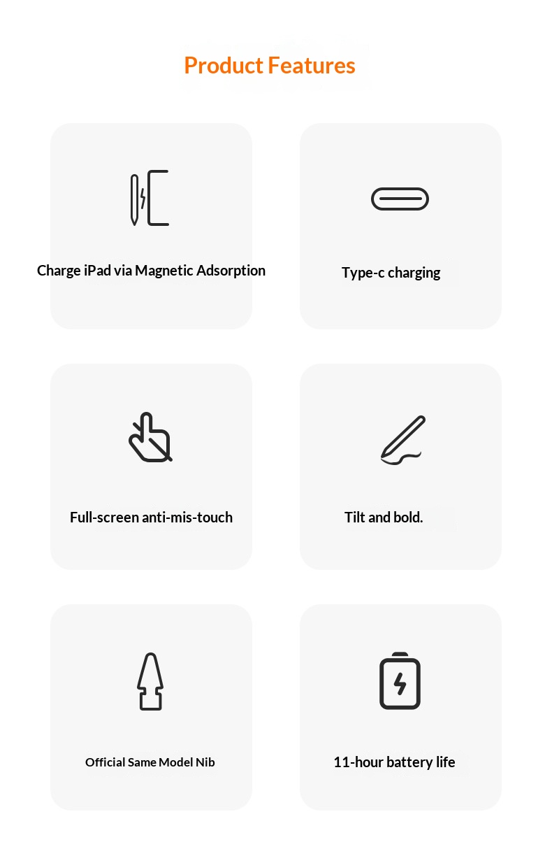 Stylet universel à écran tactile compatible avec iPad, téléphones et tablettes Android capacitifs, rechargeable et magnétique_voghion.com