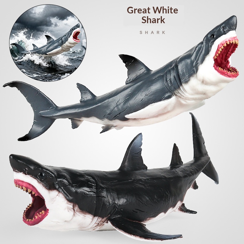 Cross-border Simulated Animal Toys, Marine Life Shark Models, Great White Narwhal, Gray Shark, Squid, Gift Ornaments_voghion.com