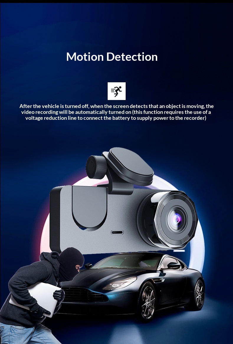 Camera auto hd cu trei obiective frontal interior și spate_voghion.com