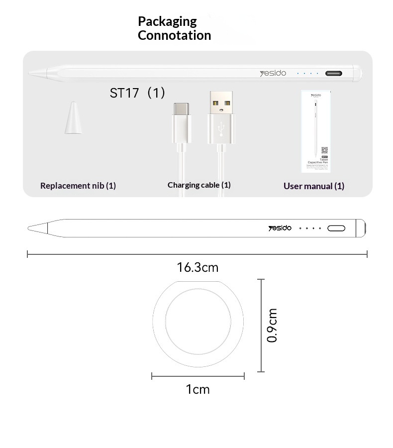 Stilo magnetico Yesido compatibile con iPad e tablet, per disegno e scrittura a mano, ideale per il commercio internazionale._voghion.com