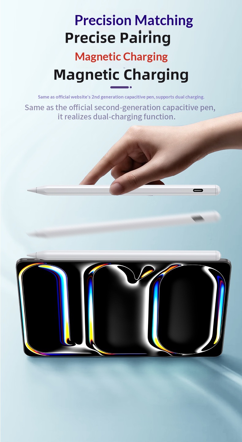 Compatible avec l'Apple Pencil capacitif de deuxième génération, stylet magnétique à chargement par ordinateur et écran tactile._voghion.com