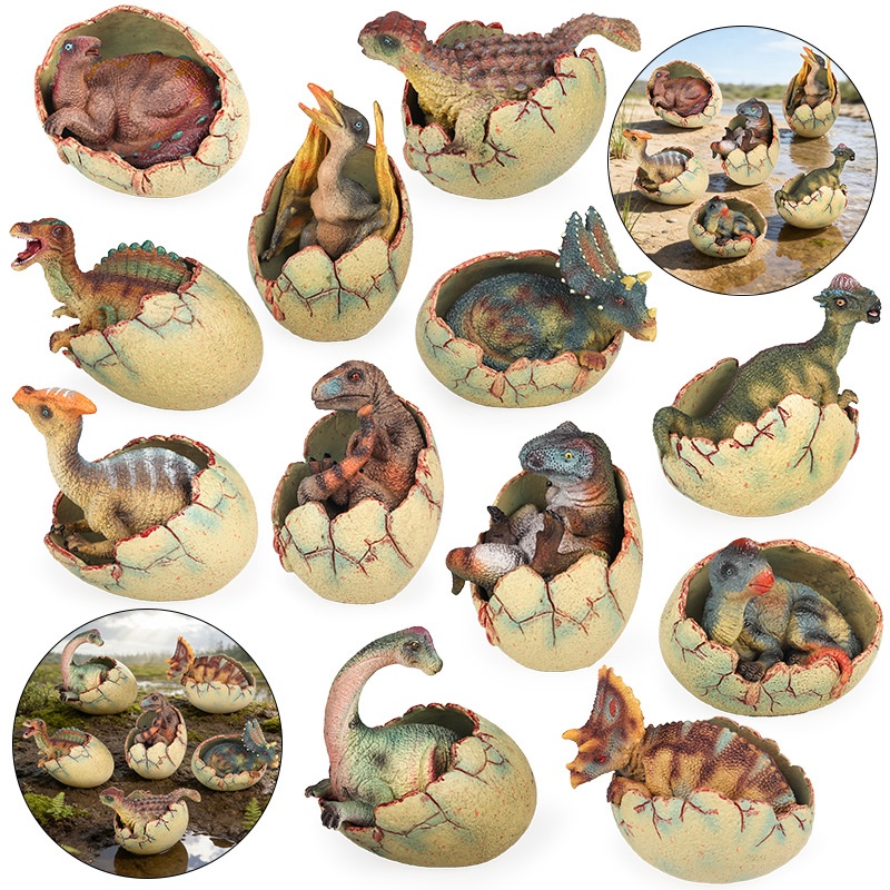 Simulated Hatched Dinosaur Egg Baby Model Toy Solid T-Rex Spinosaurus Velociraptor Pachycephalosaurus Pterosaur Figurine_voghion.com