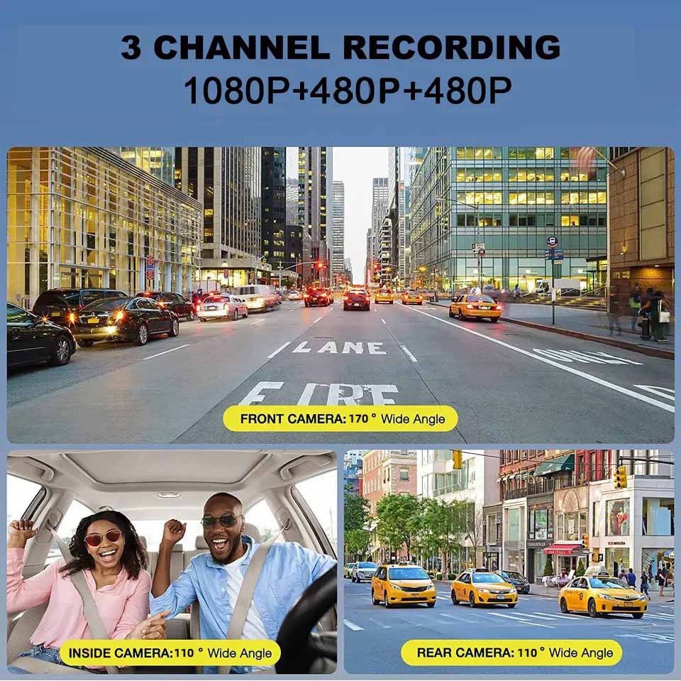2025 Cross-Border HD Dash Cam 3-Channel 1080P Recorder Camera Phone Playback Video_voghion.com