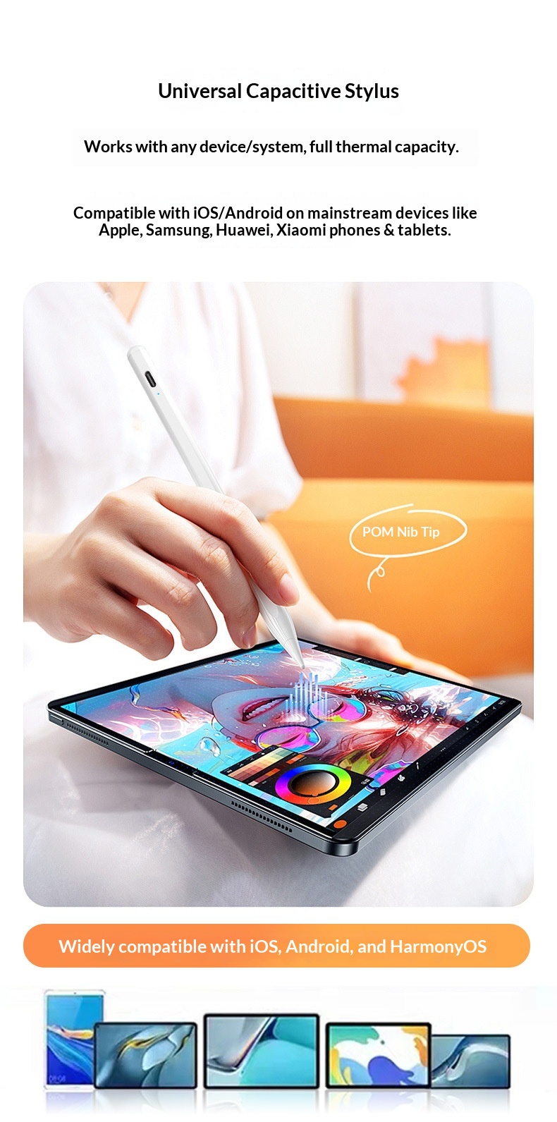 Stylet capacitif universel Source Factory compatible avec les smartphones Huawei et iPad, pour le dessin sur écran tactile_voghion.com