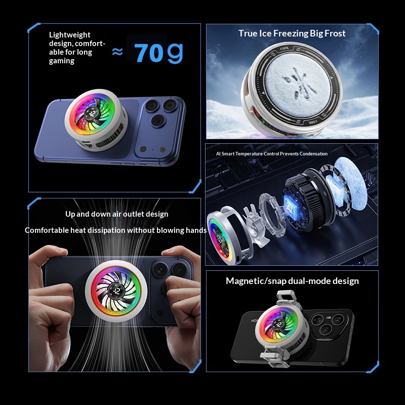 2026 New Model K6 Mobile Phone Cooler With Four-Level Adjustment, AI Temperature Control, Semiconductor Cooling,_voghion.com