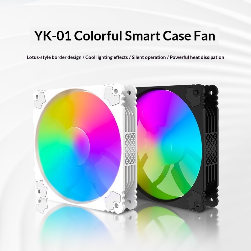 Symphony Cooling Computer Case 12CM LED Light-up Fan RGB Colorful Dazzling Silent_voghion.com