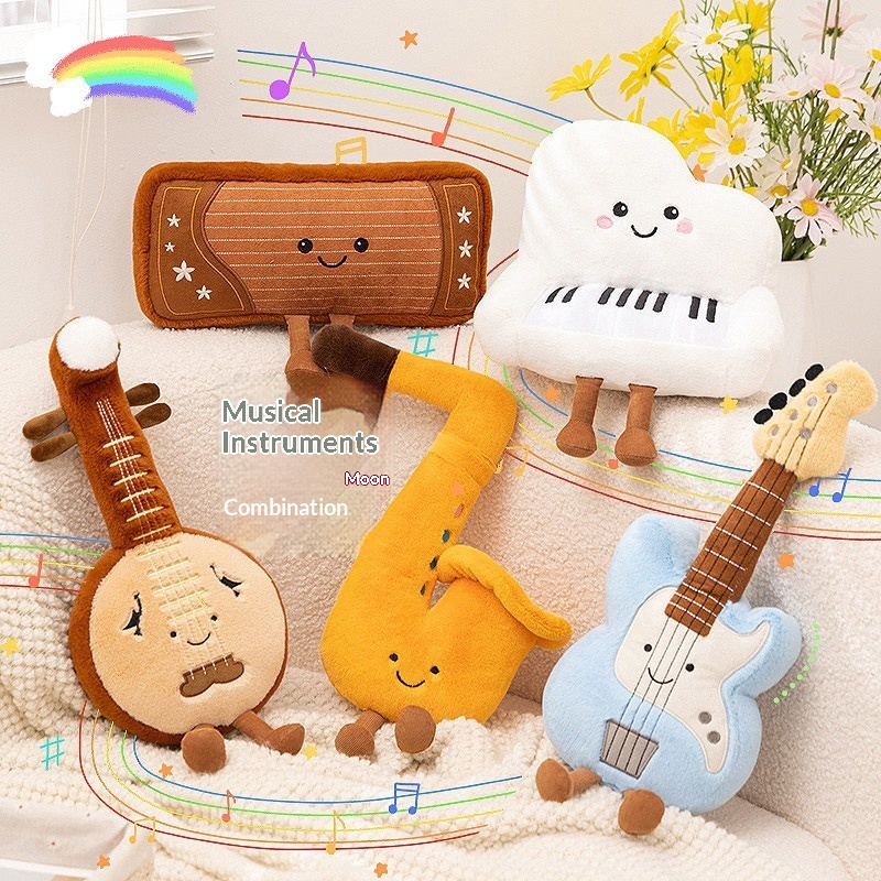 Cuscino divertente in stile JC, bambola carina, nicchia, combinazione di strumenti musicali, peluche, decorazione da scrivania, regalo per bambini_voghion.com