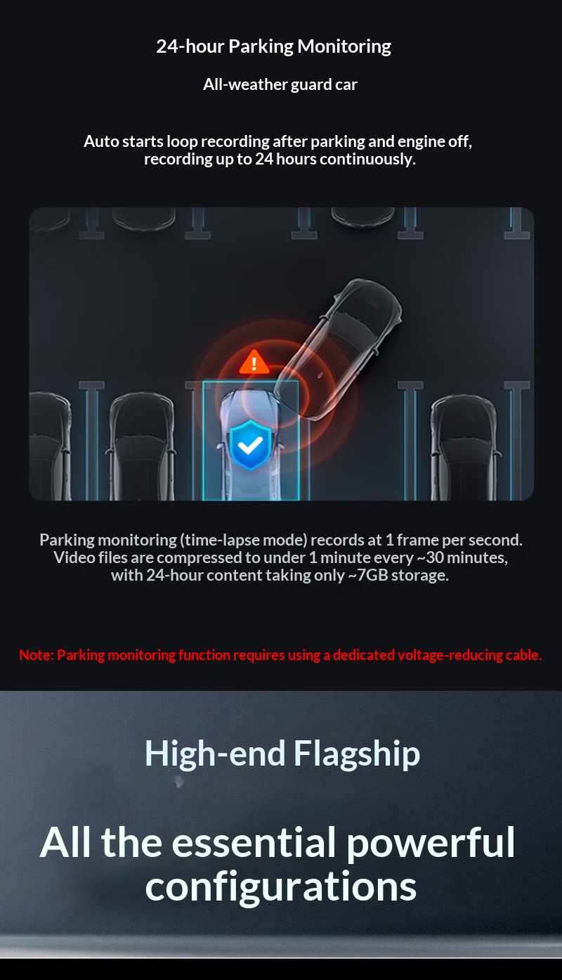 Dashcam 2k fram- och backkamera med parkeringsövervakning_voghion.com