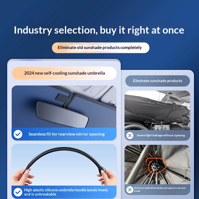 Front With Bent Tube, Umbrella, Sun Protection And Heat Insulation Board, Car-mounted Sunshade, Summer Car Interior_voghion.com