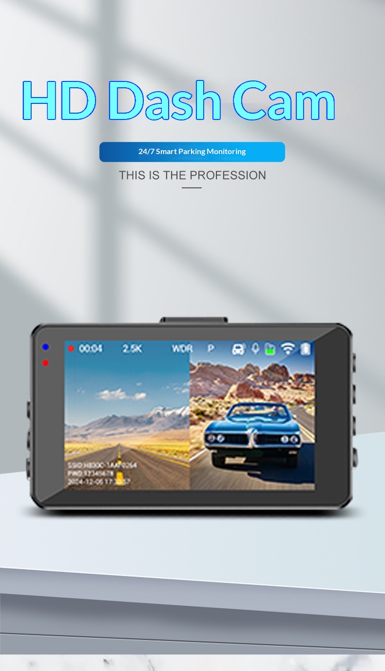 Dash Cam Front And Rear Dual Camera Wifi 2.5k Night Vision Dvr_voghion.com