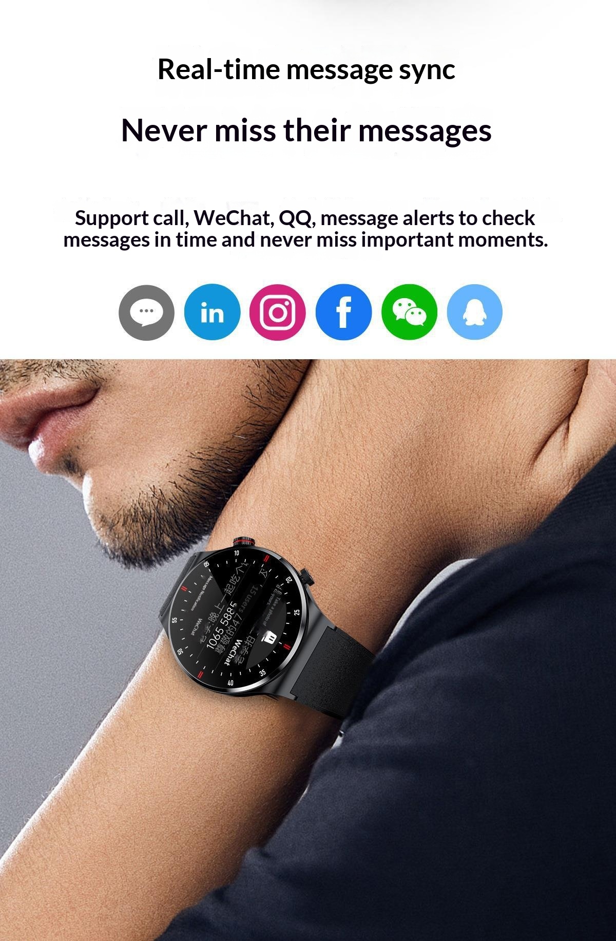 Neu QW33 EKG + PPG Musik-Player Schritt Zählen Bluetooth Anruf Smart_voghion.com