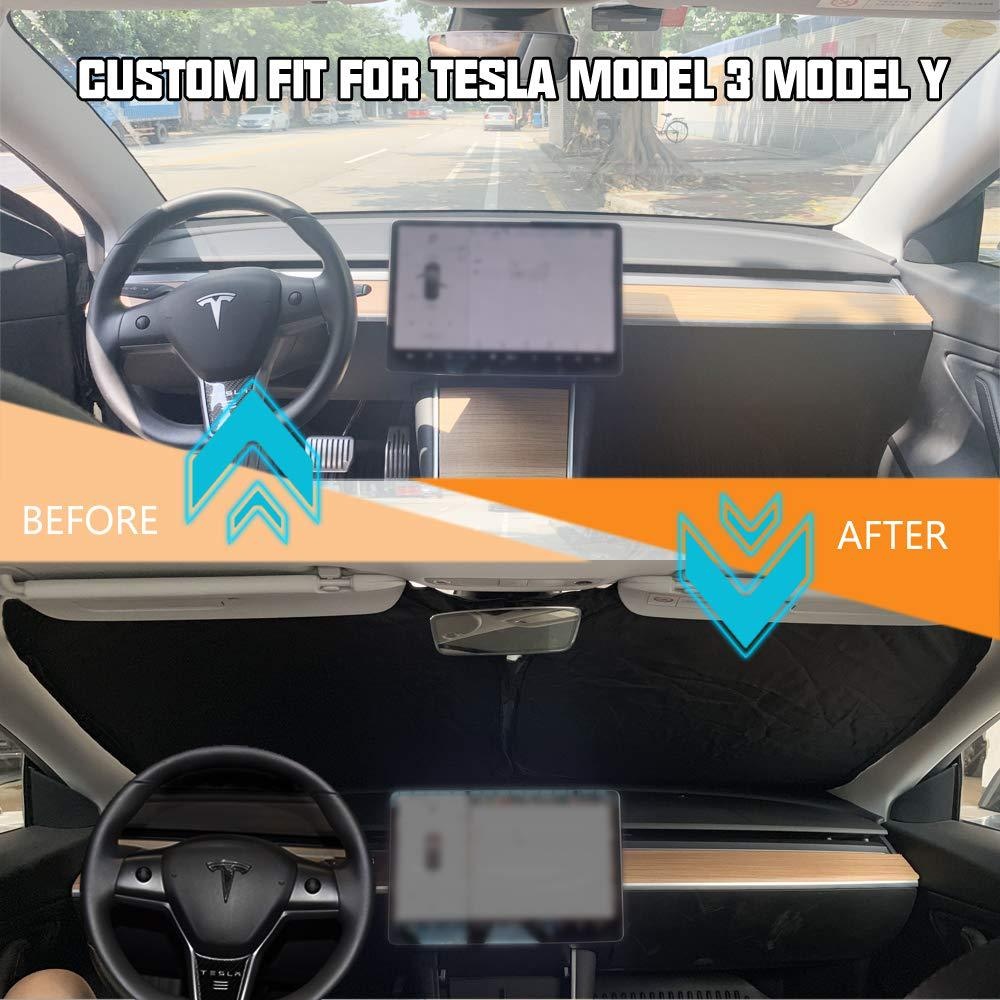 Adatto per parabrezza Tesla Model 3 Model Y 190T Parasole pieghevole per auto_voghion.com