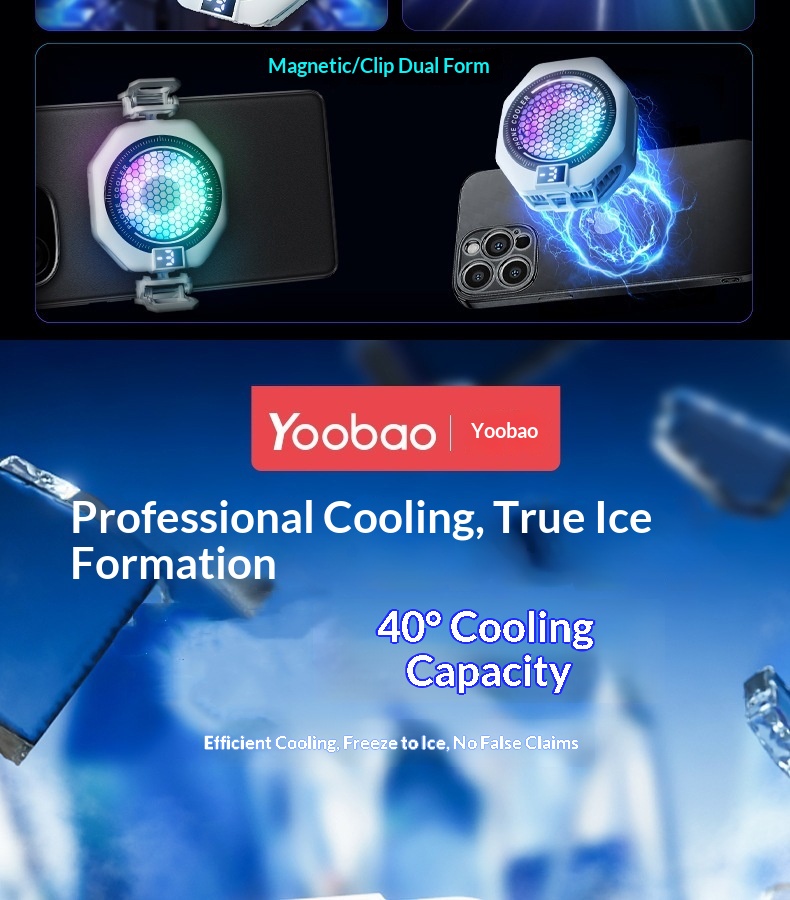 AI Temperature-Controlled Cooling Phone With Digital Display, Three-Level Adjustment, Magnetic Back Clip, Semiconductor_voghion.com