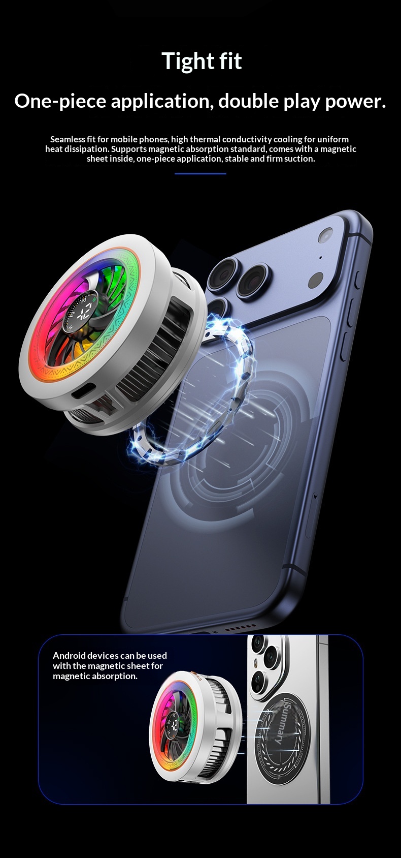 2026 New Model K6 Mobile Phone Cooler With Four-Level Adjustment, AI Temperature Control, Semiconductor Cooling,_voghion.com