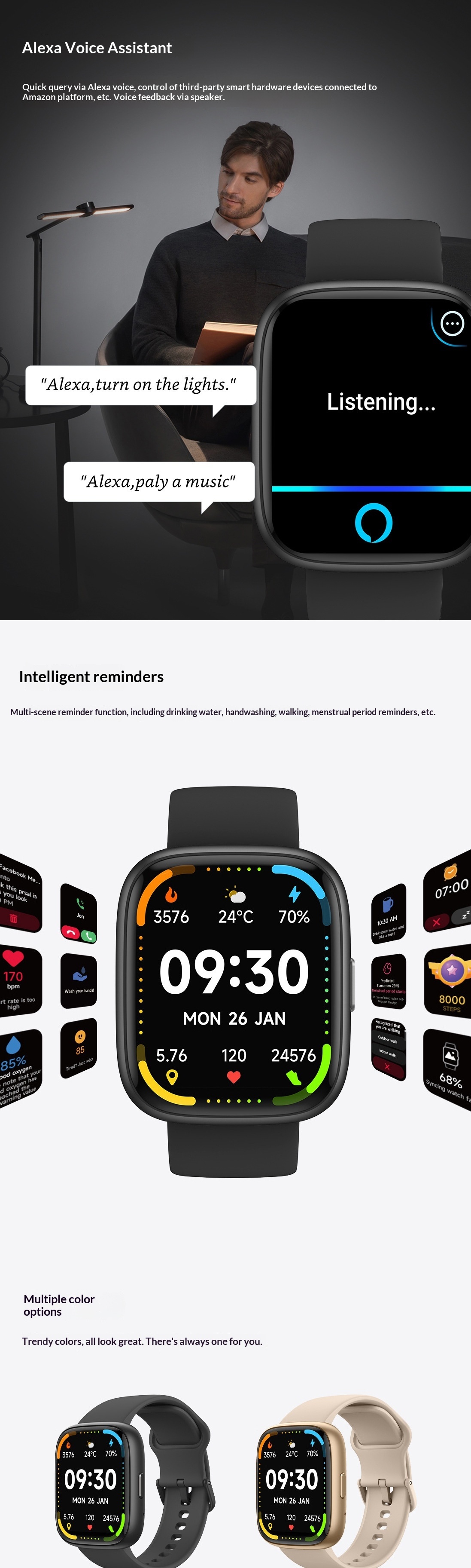 Smartwatch With Bluetooth Calling Alexa Voice Assistant And Fitness_voghion.com
