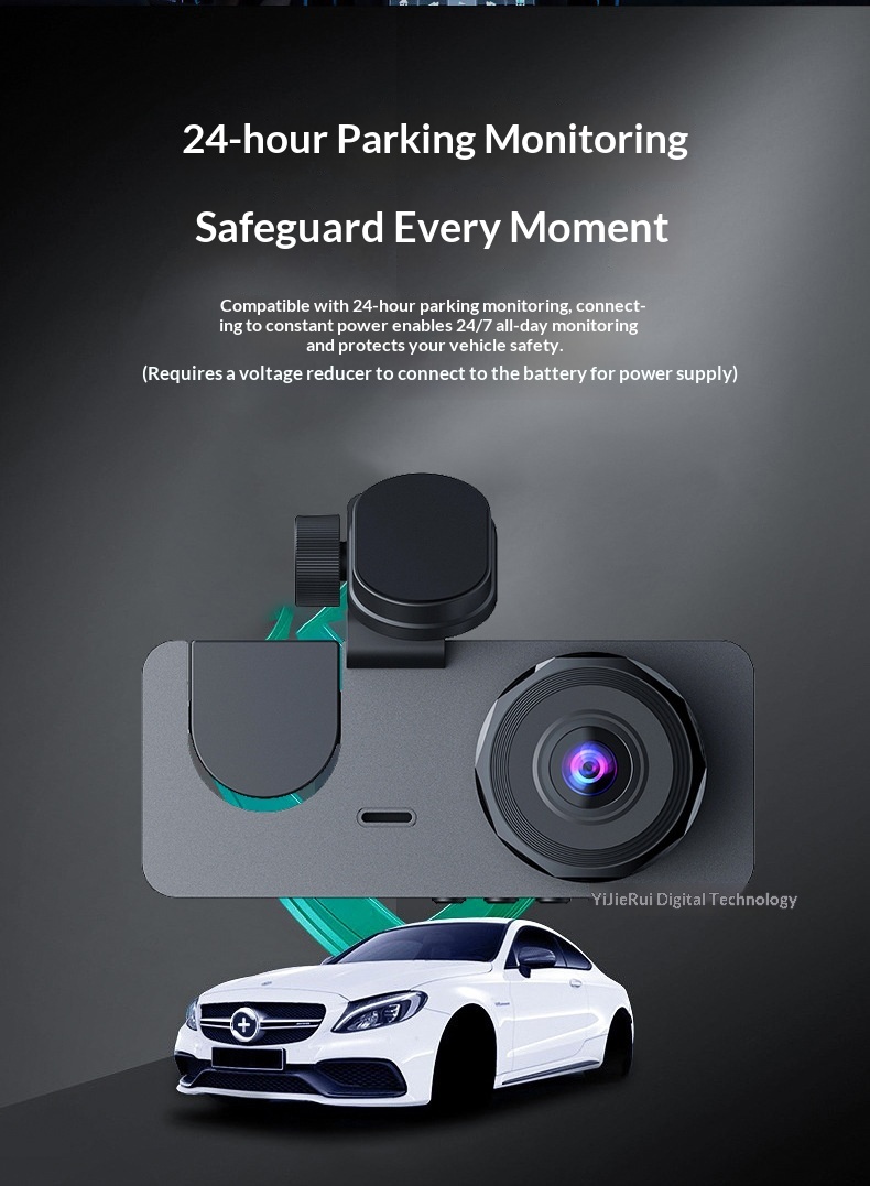 Camera auto hd cu trei obiective frontal interior și spate_voghion.com