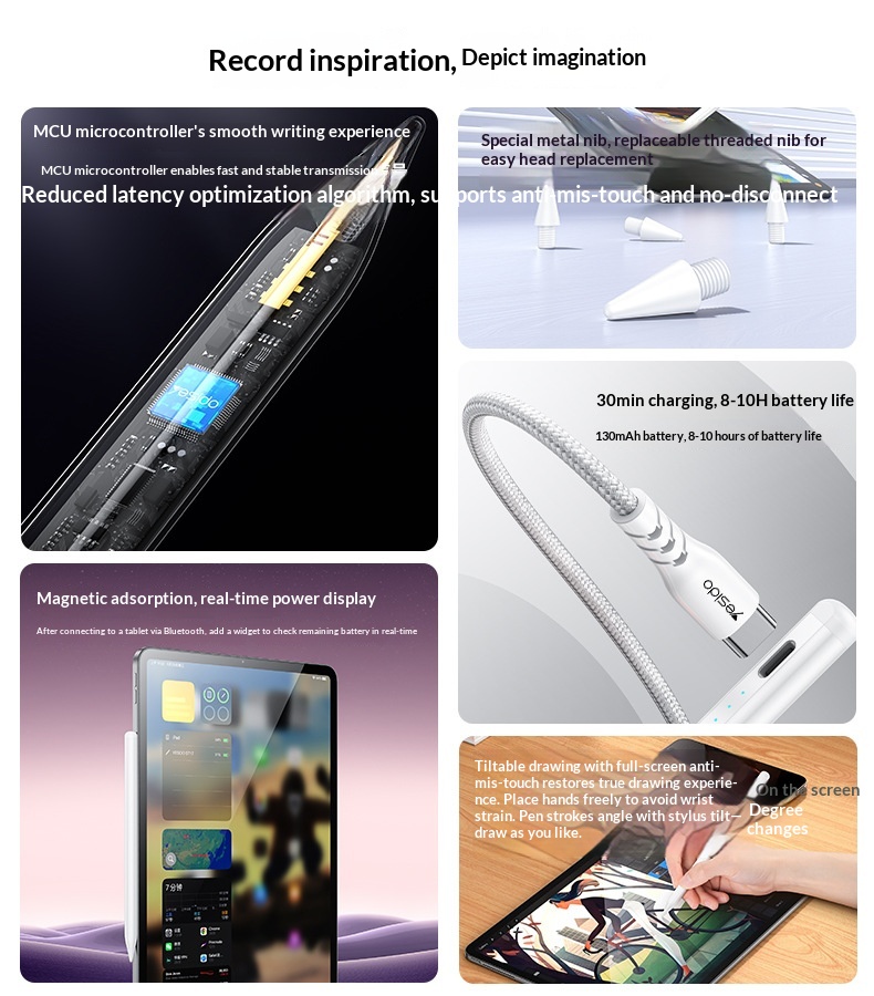 Stilo magnetico Yesido compatibile con iPad e tablet, per disegno e scrittura a mano, ideale per il commercio internazionale._voghion.com
