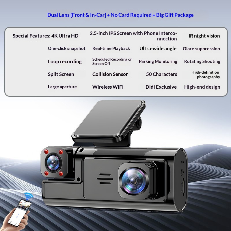 2025 New Model Dash Cam With Triple Cameras And 360 View°Panoramic Video Recording 4K Ultra HD Infrared Night Vision_voghion.com