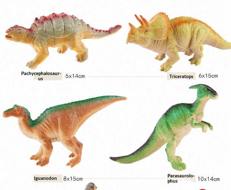 New Simulation BB Squeaky Children's Educational Model Toy Soft Plastic Sound Dinosaur Multiple Options Available_voghion.com