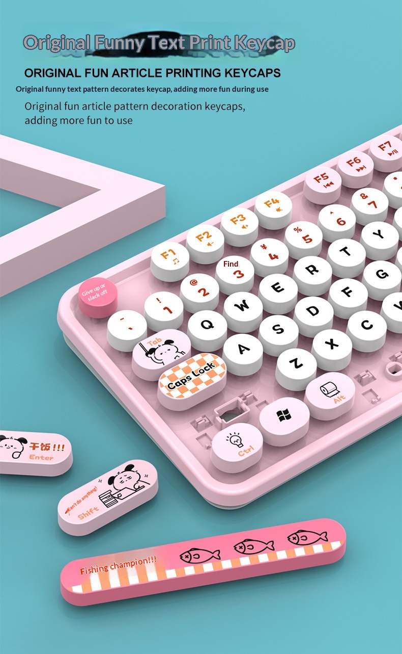 Retro Punk Keyboard And Mouse Set For Desktop And Laptop Pc_voghion.com