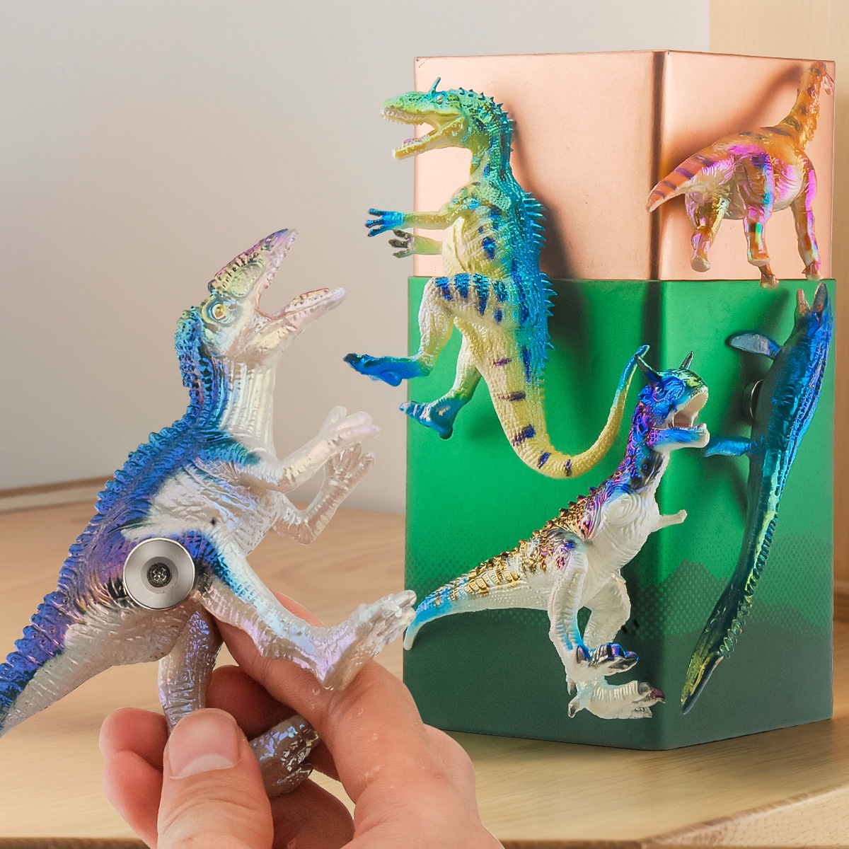 Cross-Border Creative Fridge Magnets Colorful Solid Simulation Dinosaur Model Children's Toy Set Decoration_voghion.com