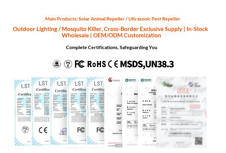 Rechargeable Solar Ultrasonic Wolf Repeller Waterproof Led Light_voghion.com