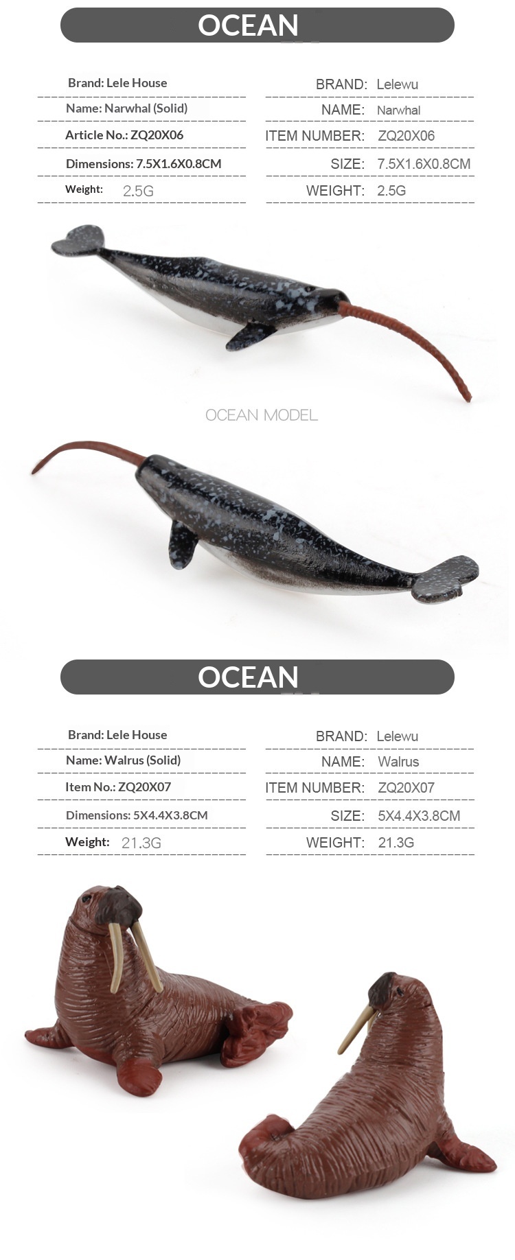 Cross-Border Simulation Children's Ocean Animal Model Mini Whale Shark Dolphin Turtle Sea Lion Solid Static Figurine_voghion.com