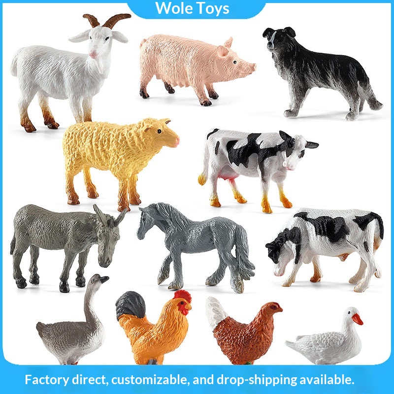 Cross-border Simulation Mini Farm Poultry, Chickens, Ducks, Geese, Cows, Small Animals, Miniature Models, Sandbox_voghion.com