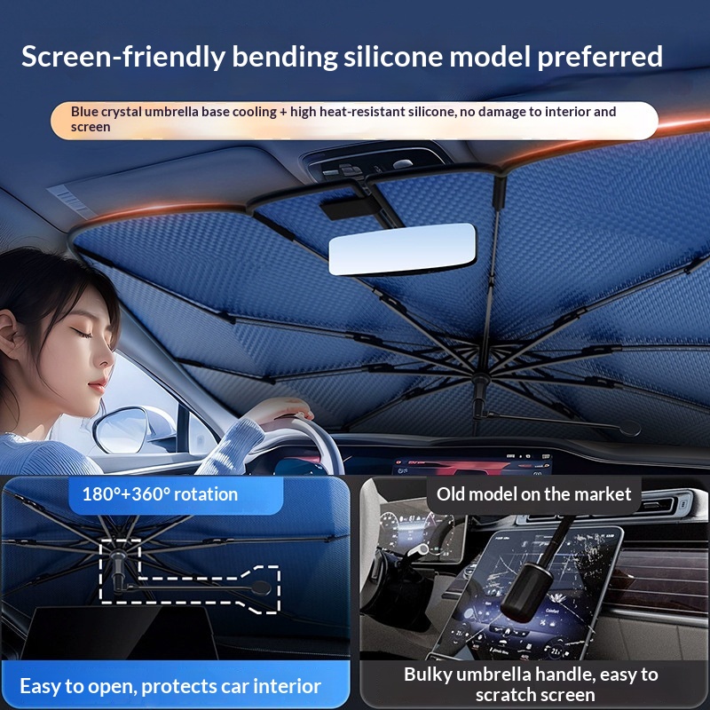Front With Bent Tube, Umbrella, Sun Protection And Heat Insulation Board, Car-mounted Sunshade, Summer Car Interior_voghion.com