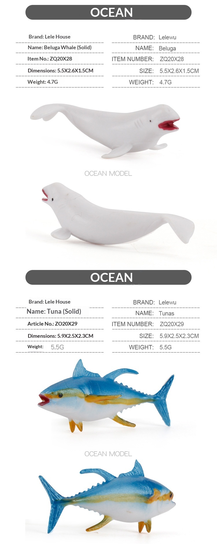 Cross-Border Simulation Children's Ocean Animal Model Mini Whale Shark Dolphin Turtle Sea Lion Solid Static Figurine_voghion.com