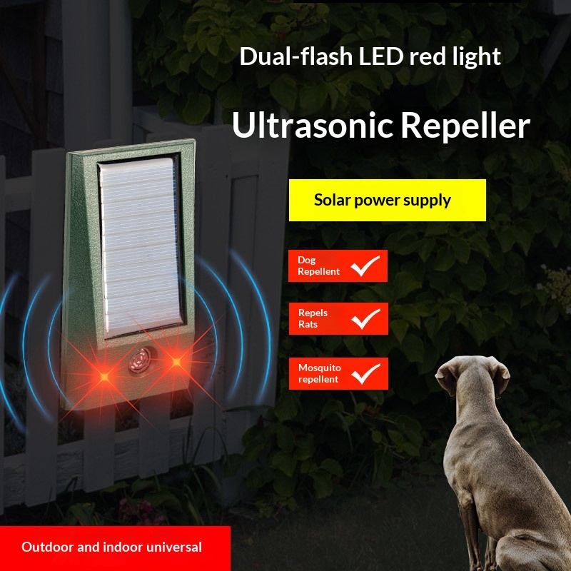 Rechargeable Solar Ultrasonic Wolf Repeller Waterproof Led Light_voghion.com