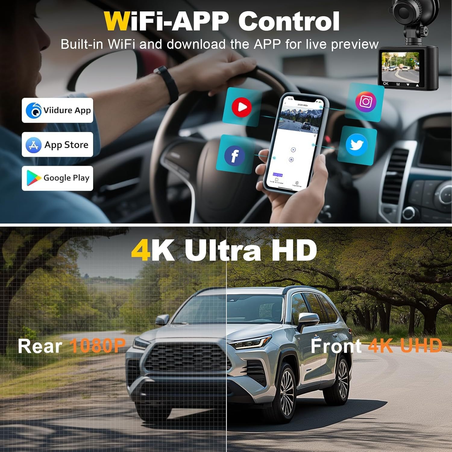 4k dual-dashcam met wifi en high-definition video recorder_voghion.com