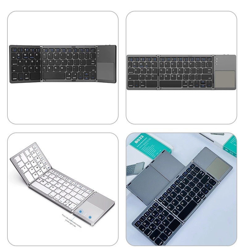 Grenzenlose, kabellose Bluetooth-Falttastatur, geeignet für Business-Tablets und Büros – ultradünn und tragbar_voghion.com